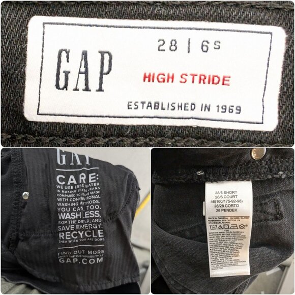 GAP High Stride Wide Leg Jeans Womens Black High Rise Denim Size 28 / 6 Short - Picture 6 of 11